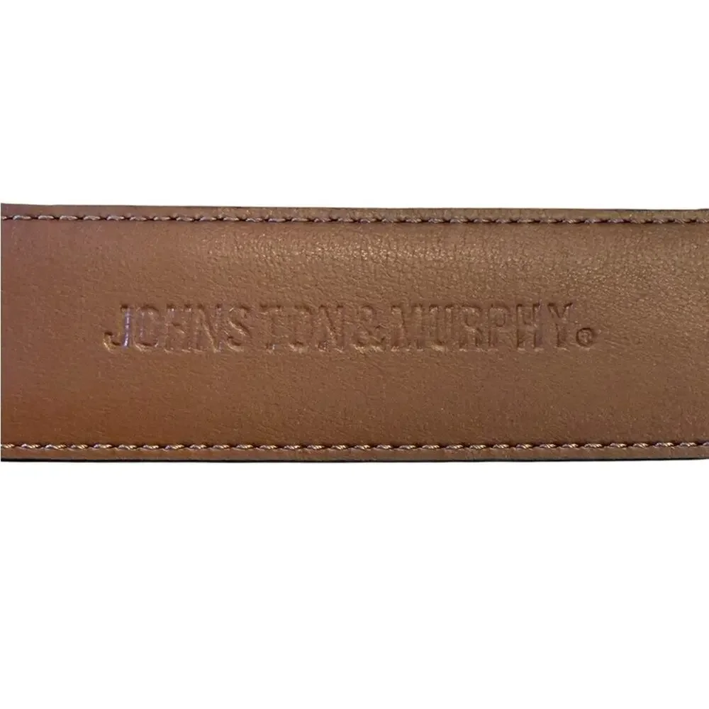 Johnston & Murphy Classic Black Leather Men's 36 Belt with Polished Brass Buckle